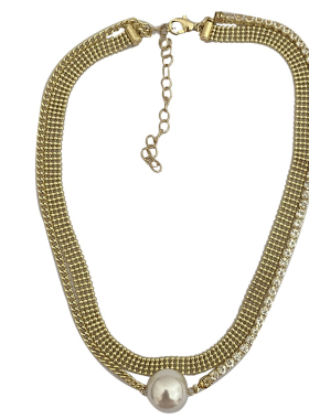 韩国短款珍珠镶钻项链小众设计感