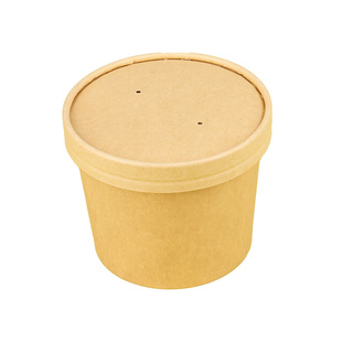 食品级一次性粥杯装粥的打包盒早餐粥打包杯牛皮纸桶外卖汤碗商用