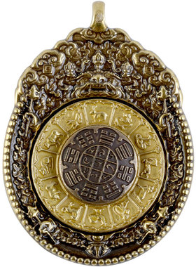 可转动黄铜藏传饰品八卦吊坠