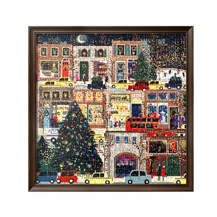 冬灯雪夜拼图相框galison拼图框装裱画框框架50.8x50.8冬日平图