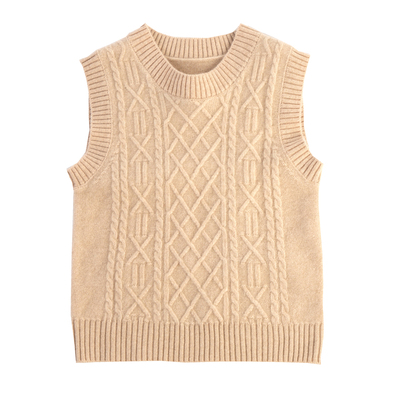 学院风减龄v领胸刺绣小熊马甲