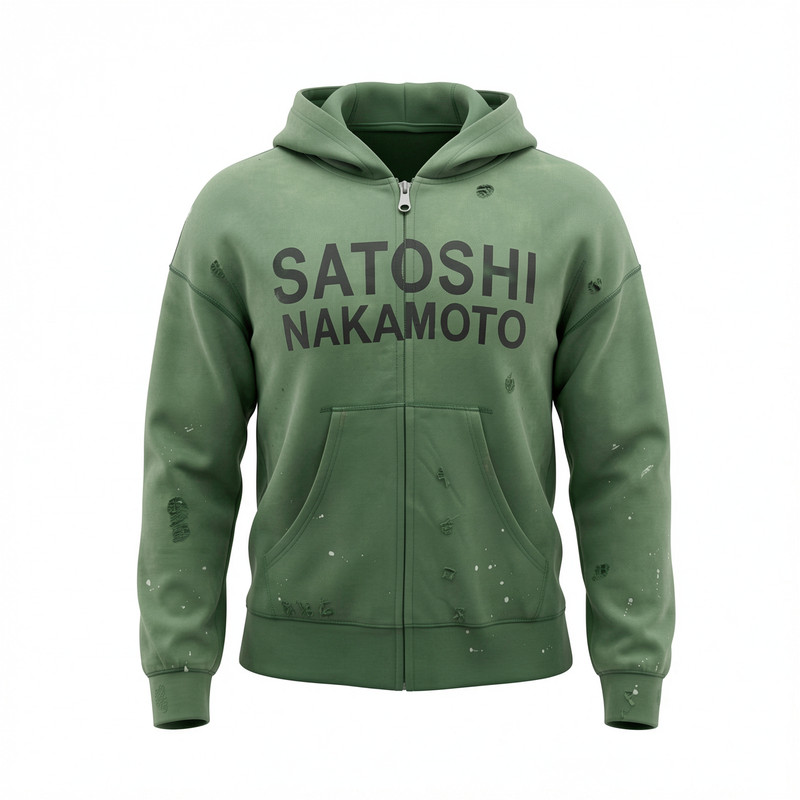 Satoshi Nakamoto破坏基础款开衫重磅毛圈水洗长袖连帽套装卫衣男