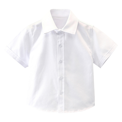 儿童纯白棉短袖校服衬衫