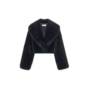 ochirly欧时力 仿狐狸毛环保皮草外套女2024新款早春翻领短款时尚