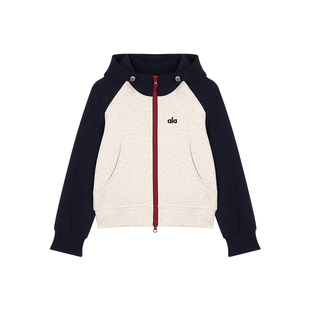 Amybaby女童外套春季2026新款韩版春日酷飒个性连帽撞色拉链衫