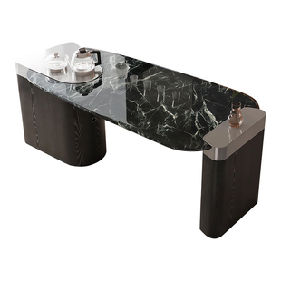 新款奢石茶桌椅组合轻奢高级感办公室茶台泡茶一体茶桌高端接待桌