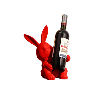 轻奢兔子红酒架摆件客厅高档玻璃酒柜家居装饰品酒托轻奢软装摆设