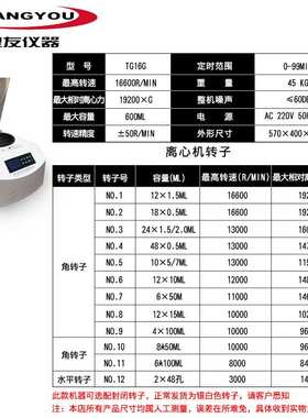 定制TG16G高速离心机 10050ML台式大容量角式离心机 实验室离心机