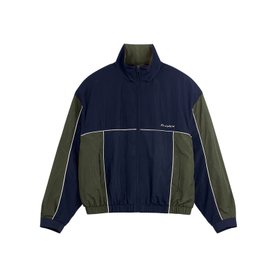 ECHOADE复古运动风潮 撞色拼接可拆卸垫肩设计廓形休闲夹克外套