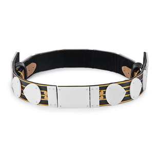 乌衣巷明制汉服革带亚克力仿玉腰带5厘米真皮烫金白玉腰带