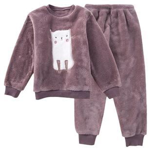 顶瓜瓜顶呱呱儿童珊瑚绒套头女童居家服睡衣女孩中大童法兰绒套装