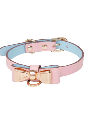 皮质金色蝴蝶结女项圈高端