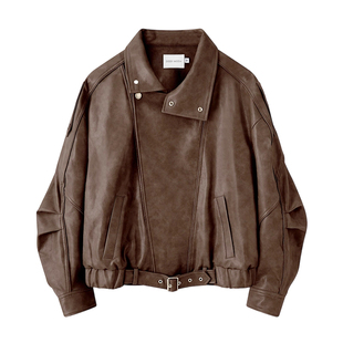 DIDDIMODA 花苞PU皮衣/翻领PU皮衣/不规则格纹半裙