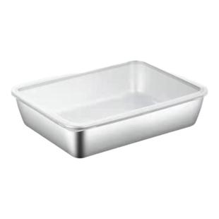 304不锈钢保鲜盒方盘冰箱收纳盒带盖子烧烤凉菜盘果盘蒸鱼烤鱼盘