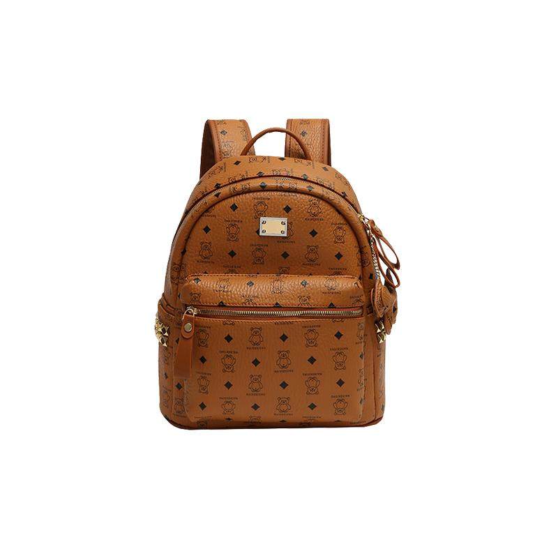 【自营】JANE KLAIN时尚印花小熊双肩包女大容量皮质通勤旅游背包