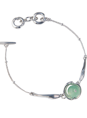 盐岛荷露东陵玉小珠手链小众精致高级感简约中式国风银色原创配饰