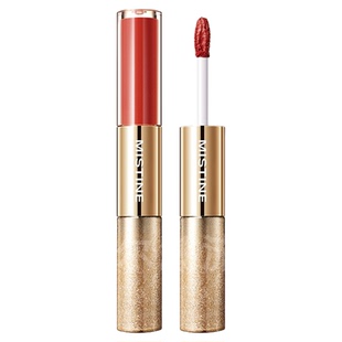 香槟限定！Mistine蜜丝婷双头唇釉D13带细闪唇蜜D02裸色系蜜思婷