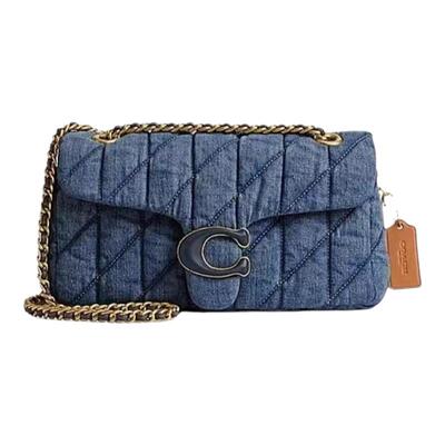 Coach蔻驰 女包 丹宁系列 Tabby 牛仔布绗缝Logo磁锁单肩斜挎包