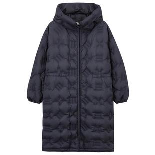 EXCEPTION例外女装秋冬白鹅绒轻薄宽松保暖中长款连帽羽绒服外套