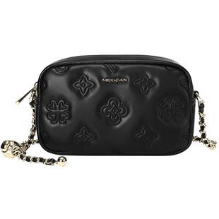 稻草人包包女士黑色时尚百搭单肩包高级链条斜挎包小众通勤相机包