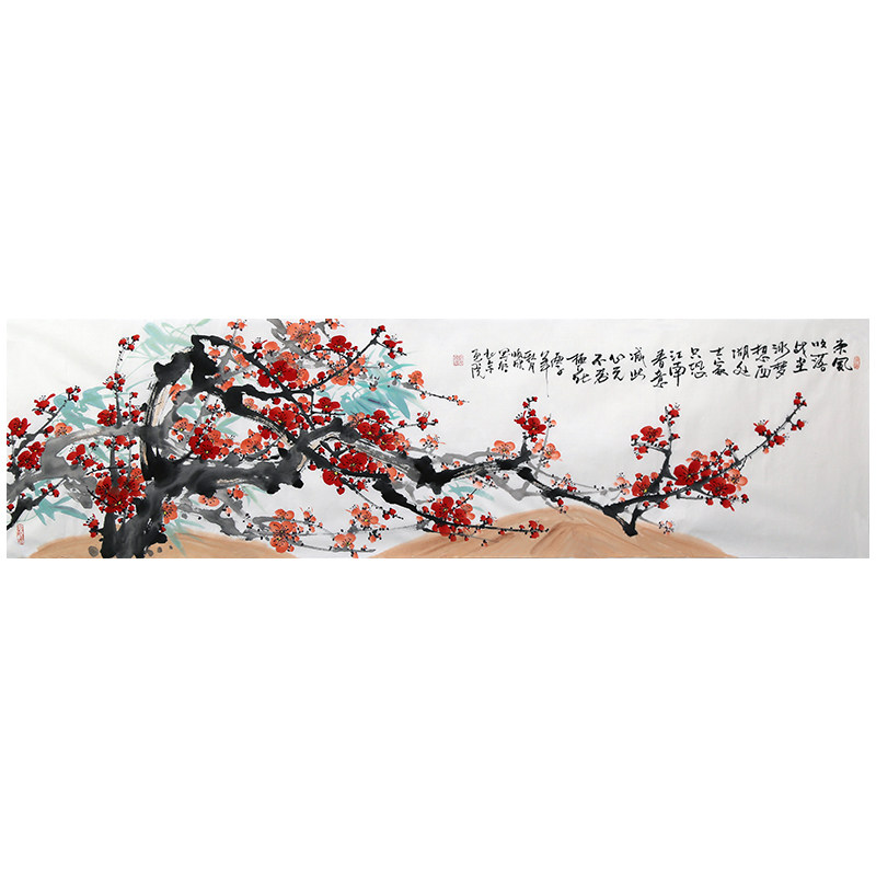 省美协邓顺成手绘原创字画梅开五福国画中式客厅办公室装饰装裱