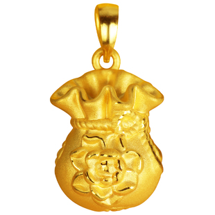 黄金3D硬金福袋吊坠足金999大花朵项链金饰颈链三八节礼物送女友