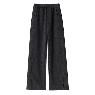 醋酸羊毛阔腿裤女秋冬季加绒毛呢