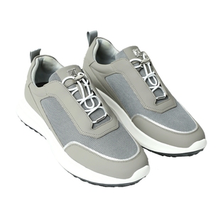 迪柯尼轻舒白底运动新品透气牛皮网面拼接便携抽绳男士套脚休闲鞋