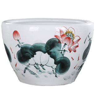 景德镇陶瓷金鱼缸养荷花睡莲盆乌龟锦鲤书画缸特大号水缸庭院客厅