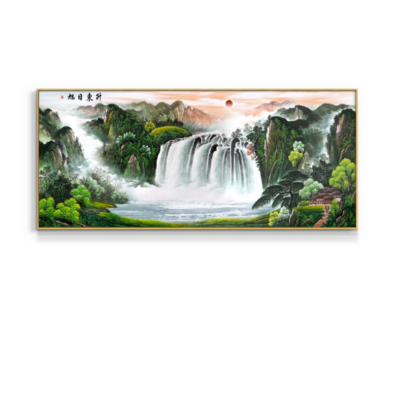 山水国画客厅沙发背景装饰画大气