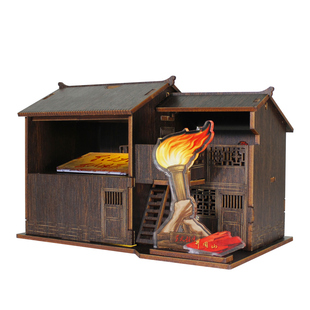 迪爱歪井冈山八角楼上木制成品摆件红色爱国教育建筑模型纪念礼品