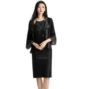 绣娘丝绸真丝新款吊带睡裙蕾丝性感礼盒装桑蚕丝家居服睡衣女睡袍