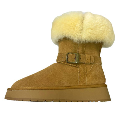可以翻雪地靴短靴冬季皮毛一体
