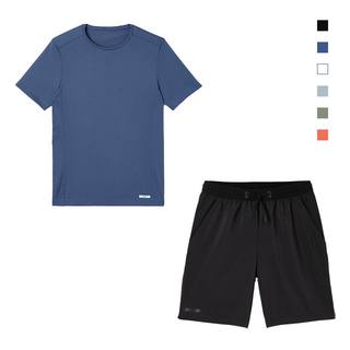 迪卡侬运动套装男春夏跑步健身宽松休闲速干衣运动服短袖短裤RFP1