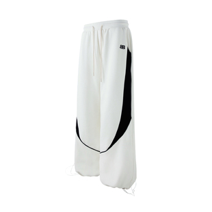 BJHG不计后果加绒休闲裤子男款秋冬美式长裤宽松拼接设计感卫裤女