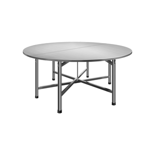 304加厚不锈钢转盘圆桌酒店圆台桌面可折叠家用商用吃饭桌大餐桌