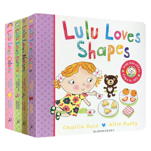 露露认知系列套装4册 Lulu Loves Numbers Colors Shapes Noises 英文原版 露露爱颜色 声音 形状 数字 畅销翻翻书 启蒙认知绘本