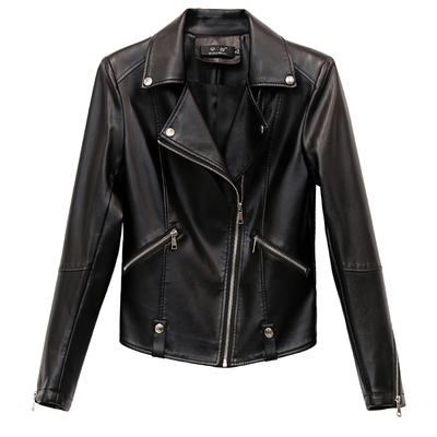 真皮皮衣女士短款绵羊皮机车夹克