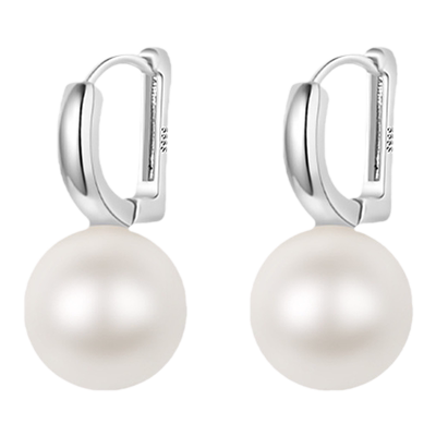uvk法式999足银D字珍珠耳环