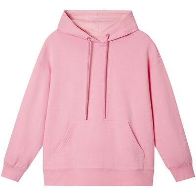 ToyzY 浅粉色重磅棉质连帽卫衣女宽松落肩版ZC35160030