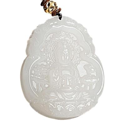 羊脂玉男款挂件观音吊坠