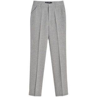 伊玟棉麻西装裤女长裤子中老年女裤夏装高腰直筒大码妈妈裤九分裤