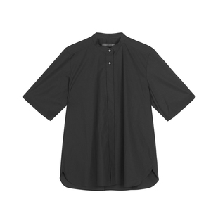 LESS春夏宽松棉质中袖衬衣女休闲简约新中式小立领衬衫2O5214210