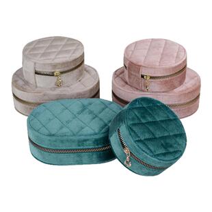 意大利绒首饰盒精致首饰拉链包小型便携旅行耳钉戒指吊坠收纳盒