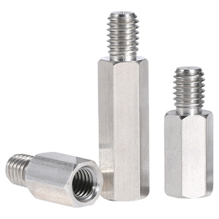 303不锈钢螺柱杆单头接线六角连接柱阴阳隔离铜柱M6内外牙支撑柱