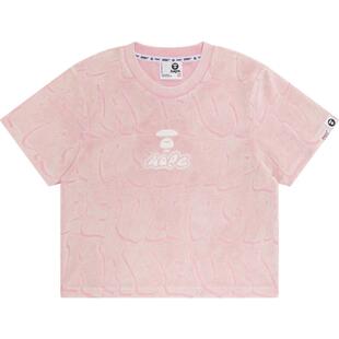 Aape旗舰店女装春夏字母毛巾提花水洗复古做旧短袖T恤1696XXO