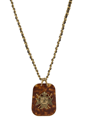 LAMUANA豹纹盾牌项链小众设计感复古vintage感ins风毛衣链94522