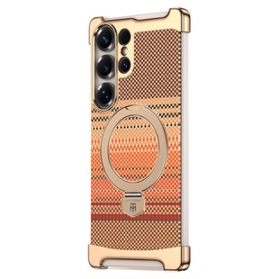 适用三星galaxy S25ultra手机壳3D浮雕高端素皮裸机手感S24Ultra保护套碳纤纹磁吸支架无边框商务S25U外壳新