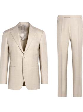 SUITSUPPLY西服砂砾色羊毛混纺男士西装套装正装