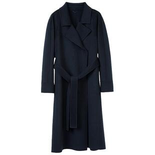 【纯羊绒】LANCY/朗姿2025冬新款气质双面呢长大衣翻领收腰外套女